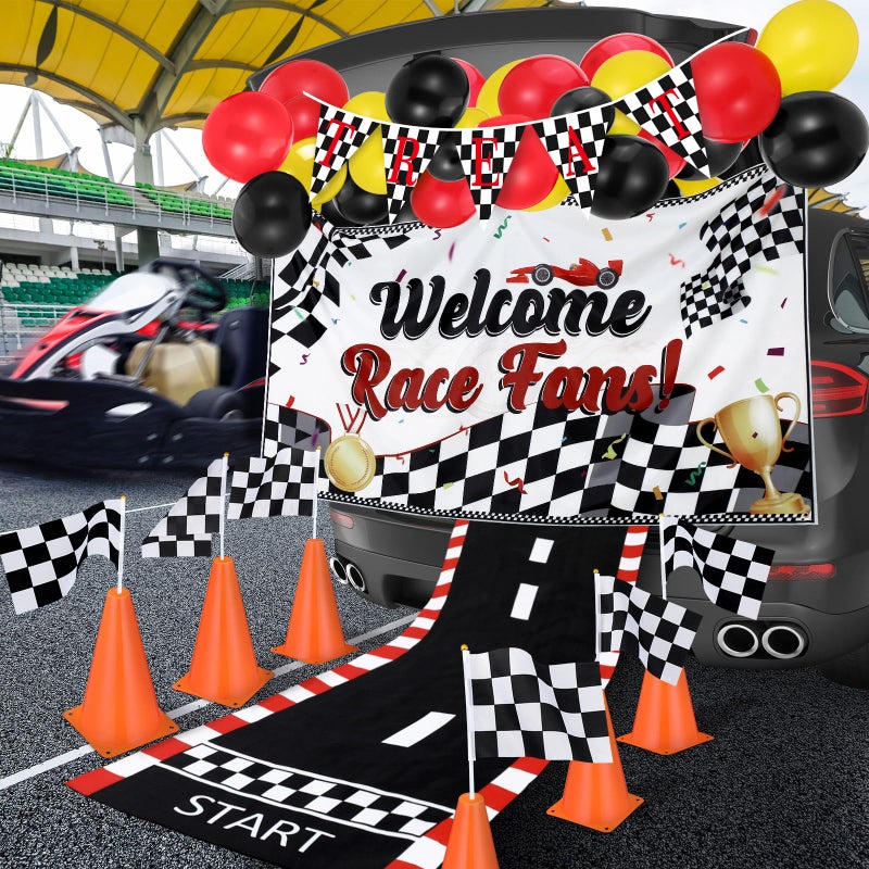 Yuxung 40 Pcs Racing Car Trunk or Treat Car Decorations Kit  Halloween Trunk or Treat Decorating Kits  Halloween Car Trunk or Treat Decoration  Halloween Car Archway Garage Door Decorations - Image 4